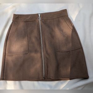 Light Brown Zip-Front Skirt
